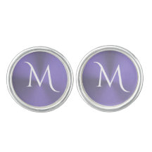 Botão de punho metálicos roxos do monograma da