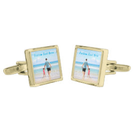 Abotoaduras Com Acabamento Dourado Personalizar links de fotos com suas fotos e texto