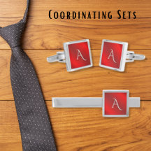 Monogramas Iniciais Modernos Escarlate Vermelho co