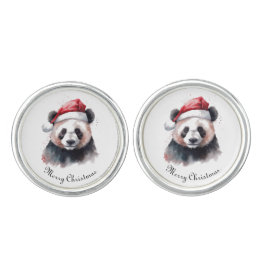 Abotoaduras Panda de Natal, personalizável