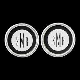 Abotoaduras Thank You for Being my Groomsman Silver Initials