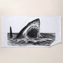 ABRA toalha de praia da arte do tubarão branco das
