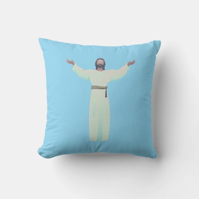 Abraçar Jesus - Almofada em Azul Claro (Frente)