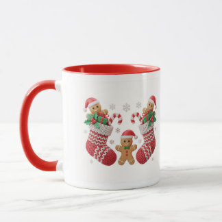 Abrace de Caneca de Meia de Natal de Gengibre Fofo