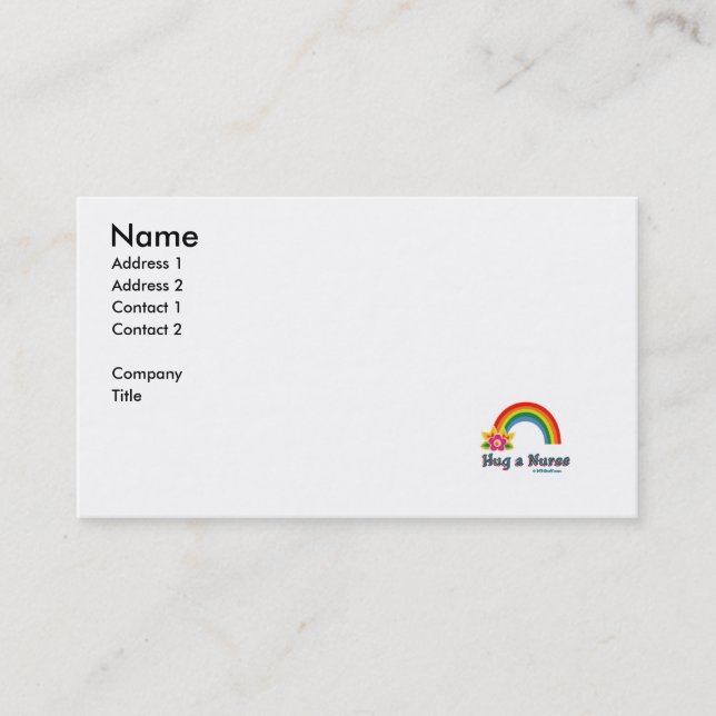 Abrace um cartão de visita da enfermeira (Frente)