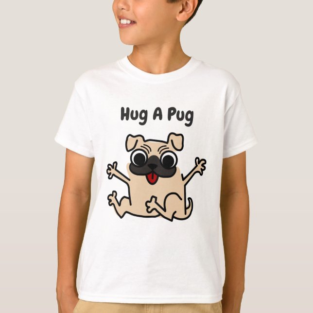 Abrace um t-shirt do cão do Pug (Frente)