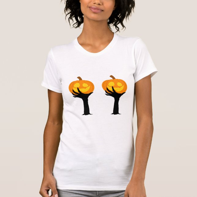 Abraço de Abóbora Assustadora – Camiseta de Hallow (Frente)