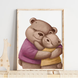 Abraço de Urso Papai em Aquarela Impressão de Ur