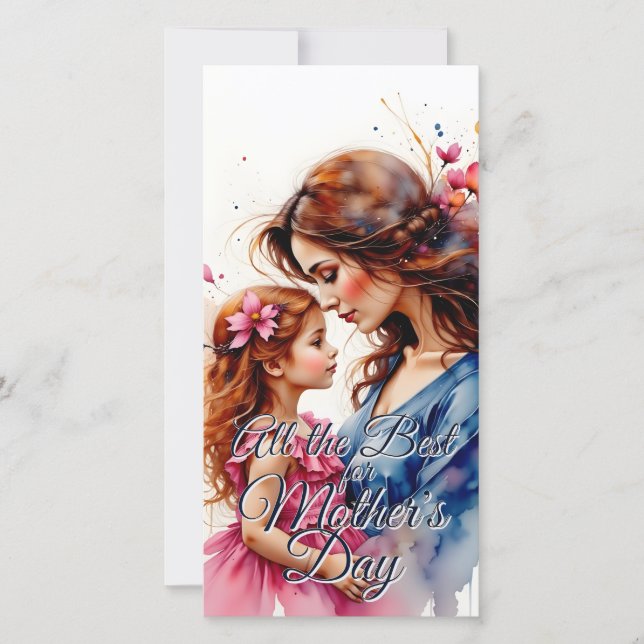 Abraço do Dia das Mães em Estilo Floral Aquarela (Frente)