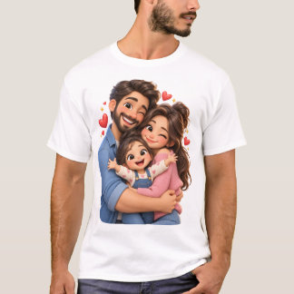 Abraço em família desenho de camiseta 3D de desenh