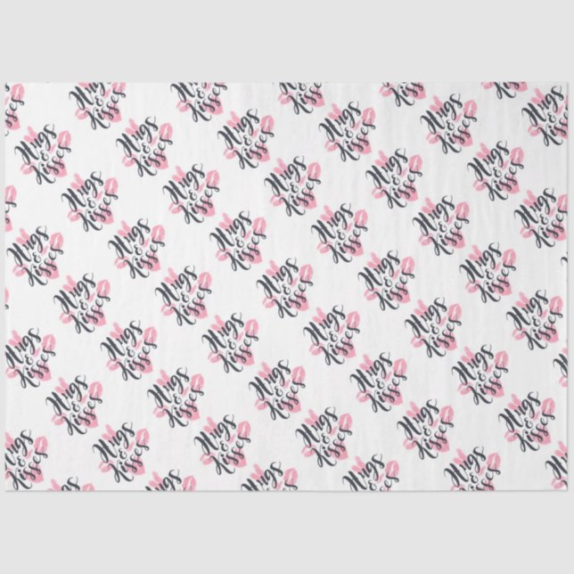 Abraços e Beijos com Papel Tecido Coração (Frente )