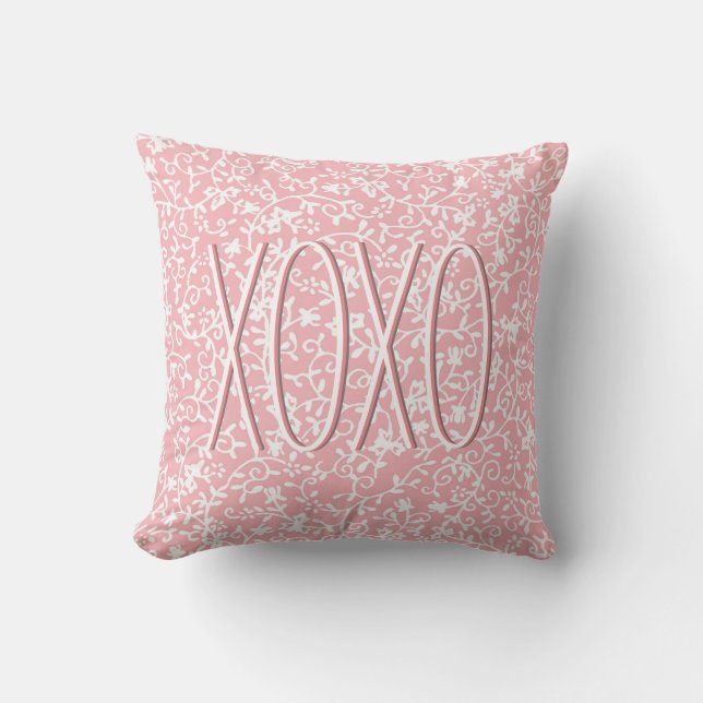 Abraços e Beijos XOXO Almofada Cor-de-Rosa (Frente)