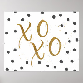 Abraços e beijos XOXO Faux Dourado Dot Poster