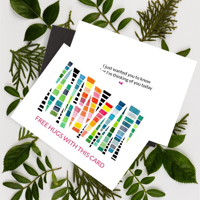 Abraços Gratuitos Pensando em você (Free Hugs with this Card Colorful Watercolor)