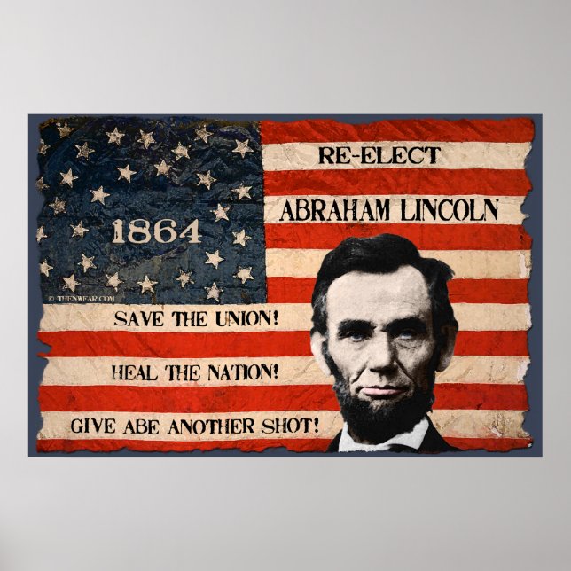 Abraham Lincoln 1864 Poster da Campanha Eleitoral (Frente)