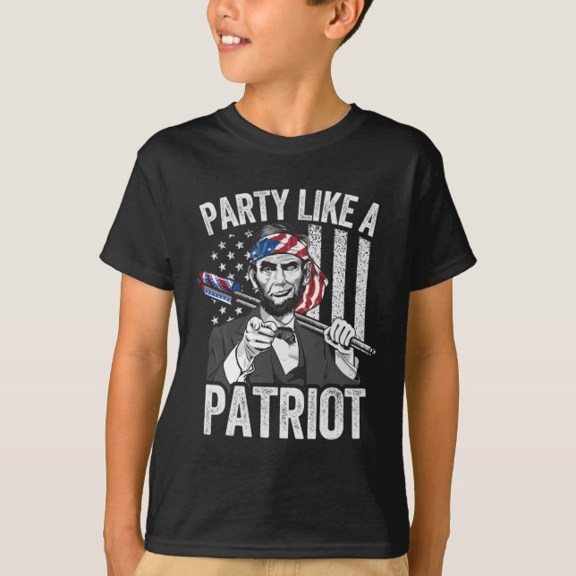 Abraham Lincoln 4º De Julho Camisas Homens America (Frente)