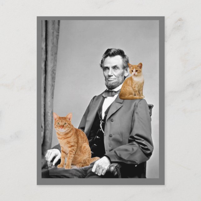 Abraham Lincoln com cartões postais de gatos (Frente)