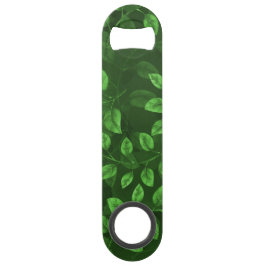 Abridor De Garrafa Bar Key Padrão de Folhas Verde de Aquarela