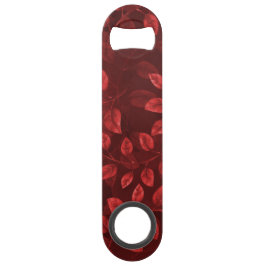 Abridor De Garrafa Bar Key Padrão de Folhas Vermelhas de Aquarela
