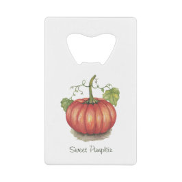 Abridor De Garrafa Cartão Em Forma De Crédito Abóbora Cuja Vinha É Em Aquarela