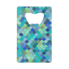 Abridor De Garrafa Cartão Em Forma De Crédito Blue Aqua Moroccan Mosaic
