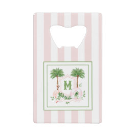 Abridor De Garrafa Cartão Em Forma De Crédito Cabana Stripes Palm Beach Monogram Crest
