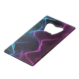 Abridor De Garrafa Cartão Em Forma De Crédito Desenho abstrato com linhas neon fluídas e ondulad