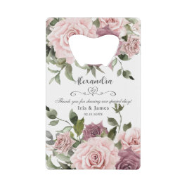 Abridor De Garrafa Cartão Em Forma De Crédito Favor de Casamento Floral Bege Rosa Canela