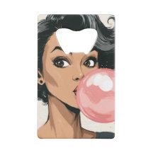 Menina soprando bolha de chiclete rosa divertida f