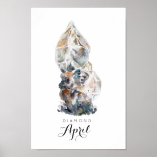 Abril Birthstone - poster da aguarela   do