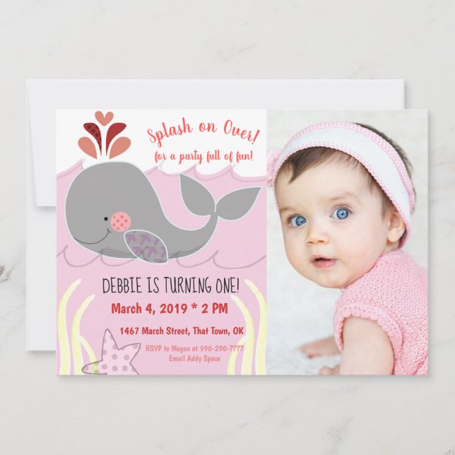 Abrir o Convite de primeiro aniversario de Baleia (Frente)