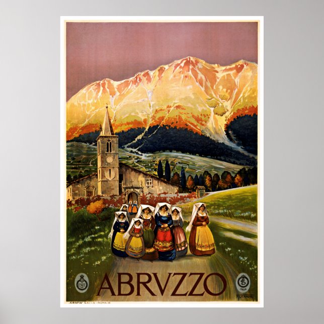 Abrvzzo Abruzzo Itália - Posters Viagens vintage (Frente)