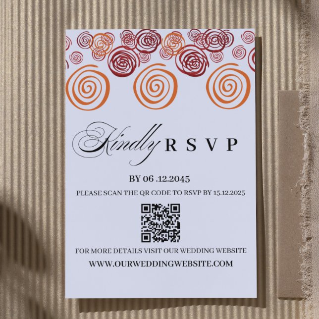 Abstract African Shape QR Code Wedding RSVP Card (Criador carregado)