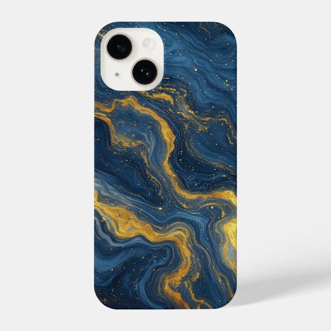 Abstract Blue And Gold Marble Texture (Verso)