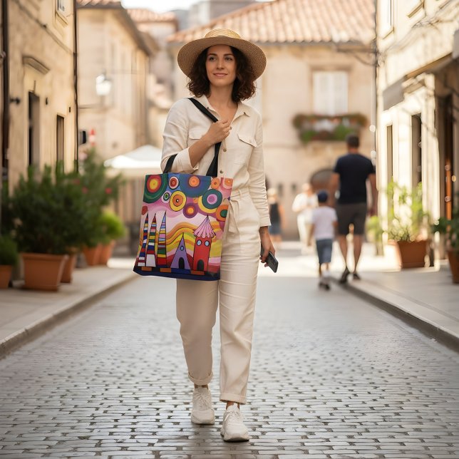 Abstract Cityscape Tote Bag with Vibrant Colors an (Criador carregado)