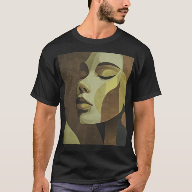 Abstract Earth-Tone Portrait T-Shirt (Frente)