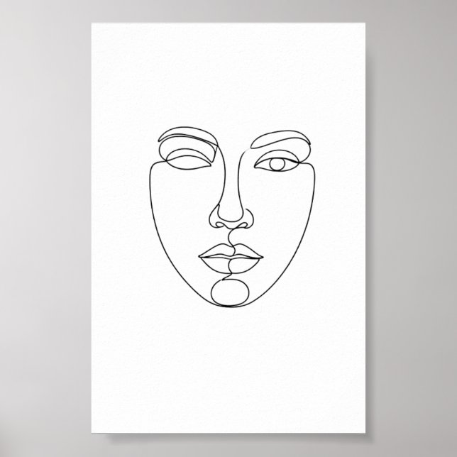 Abstract Face Minimalist Line Art Poster (Frente)