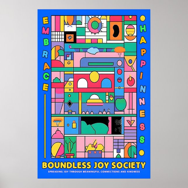 Abstract Geometric Joy Poster Vibrant Modern Wall (Frente)