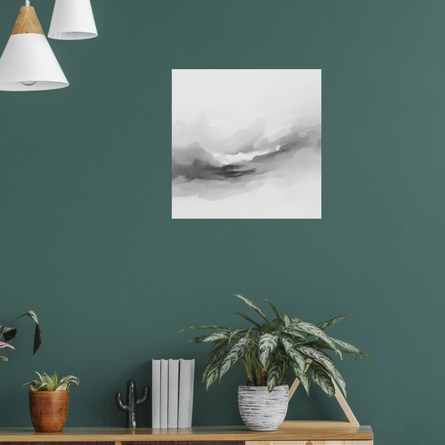 Abstract Misty Landscape Art Poster | Ethereal Gre (Sala de Estar 1)