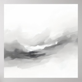 Abstract Misty Landscape Art Poster | Ethereal Gre
