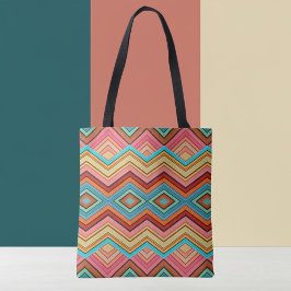 Abstract Multi-Color Zig Zag Stripes Tote