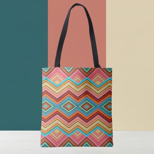 Abstract Multi-Color Zig Zag Stripes Tote (Criador carregado)