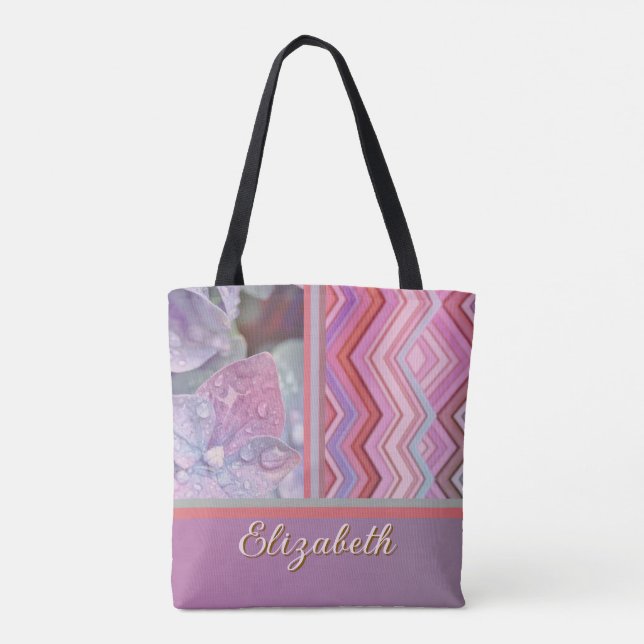 Abstract Multi-Color Zig Zag Stripes Tote Bag (Verso)