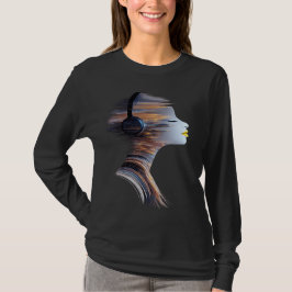 Abstract Music Portrait Women Long Sleeve T-Shirt