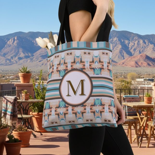 Abstract Southwest Blue and Brown Tote Bag (Criador carregado)