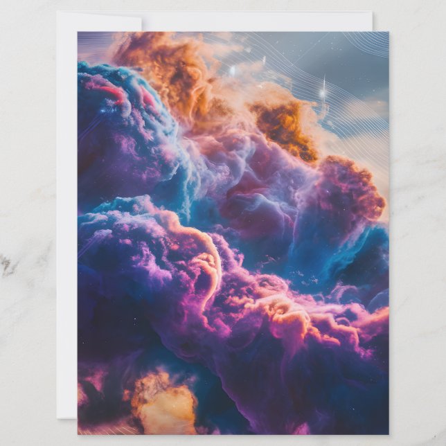 Abstract Space Nebula Art - Colorful Paper Sheet (Frente)