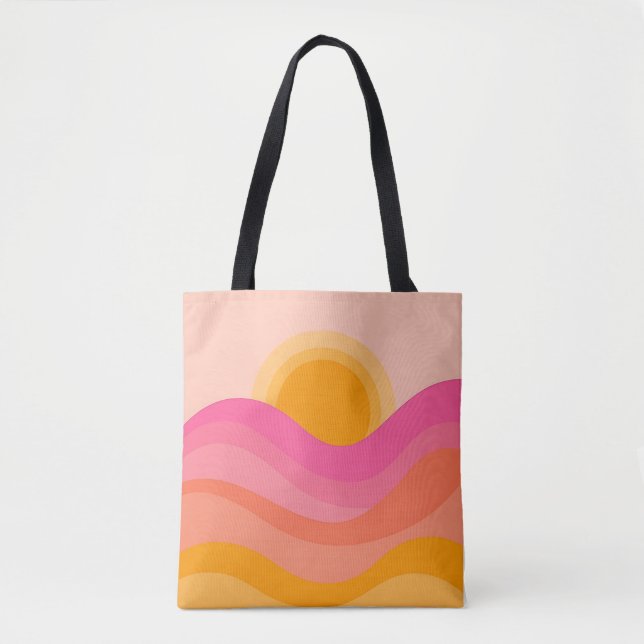 Abstract Sunset Tote Bag | Pastel Wave (Frente)