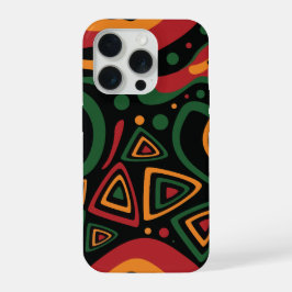 Abstract Tribal Shapes Pattern in Red, Gold, Green