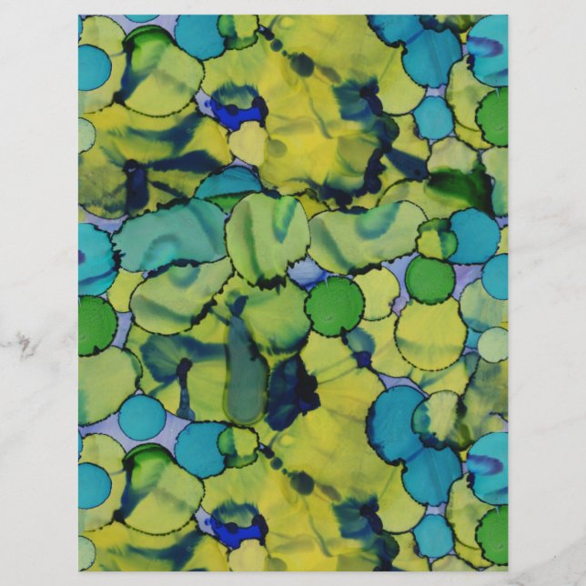 Abstract Watercolor Green Teal Blue Paper Sheet (Frente)