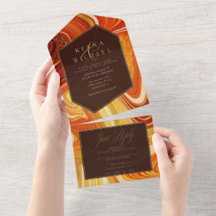 Abstrato Agate Wedding Hot Orange ID827